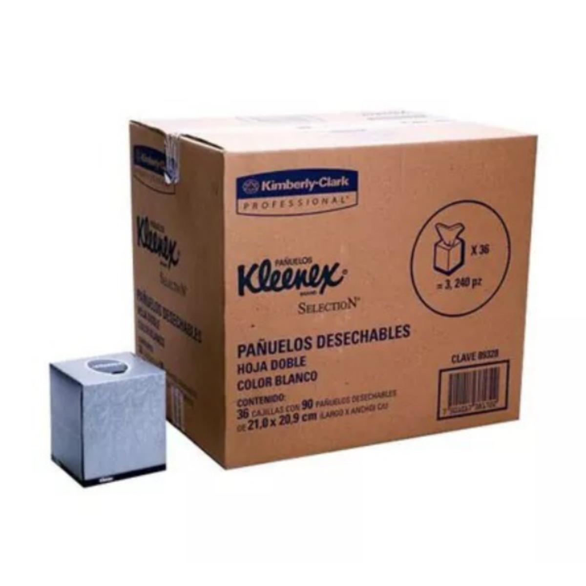 Pañuelo Facial Kleenex Select Cubo con 90 Hojas. Caja con 36 Piezas 89328