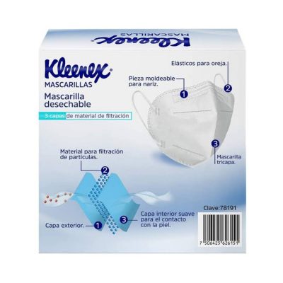 Mascarilla Desechable de 3 Capas Blanca Kleenex con 10 Piezas 51-99475